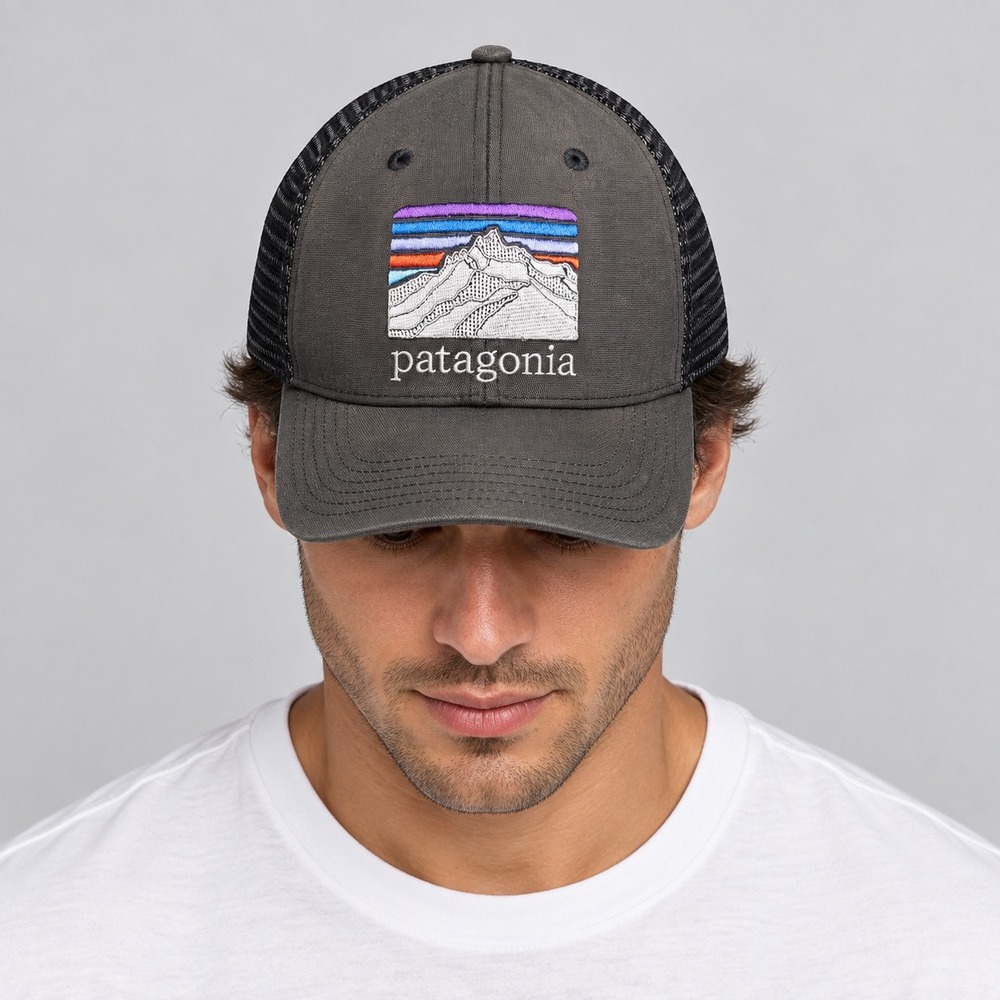 Patagonia Hat Men Grey P-6 Logo Fitz Roy Trucker Forge Mesh Snapback Cap NetPlus